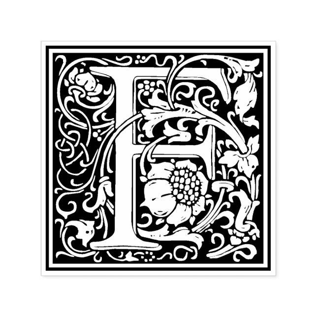 Sello Floral Victoriano Letra F de William Morris (Diseño)