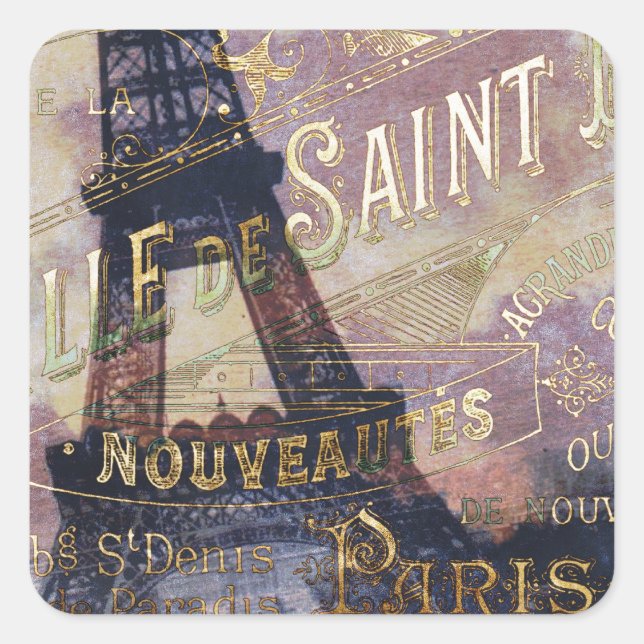Sello francés vintage y Torre Eiffel (Anverso)