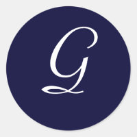 Sello inicial "G" del Monograma Azul y Blanco de l