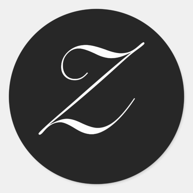 Sello inicial "Z" del monograma blanco y negro (Anverso)