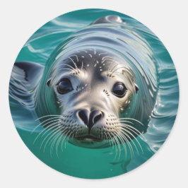 Sello lindo Sticle la cabeza fuera del agua