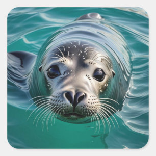 Sello lindo Sticle la cabeza fuera del agua