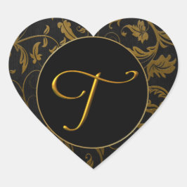 Sello Monograma T Oro y Damasco Negro