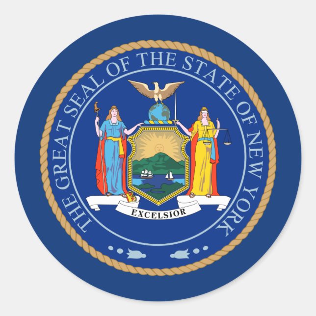 Sello neoyorquino, foco de Pegatina de Nueva York (Anverso)