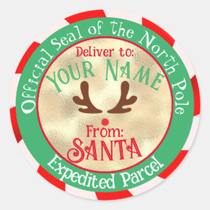Sello oficial de Santa en dorado y verde