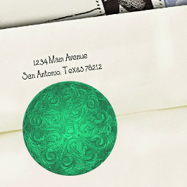 Sello ornamentado con aspecto de relieve, verde