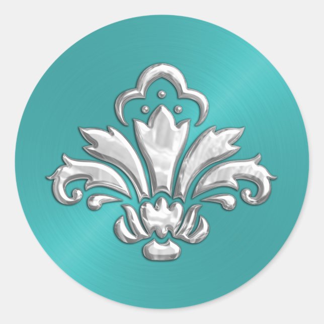 Sello para sobres Aqua Sheen Silver Fleur de Lis (Anverso)