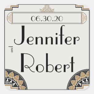 Sello para sobres Art Deco Gold Posh Boda