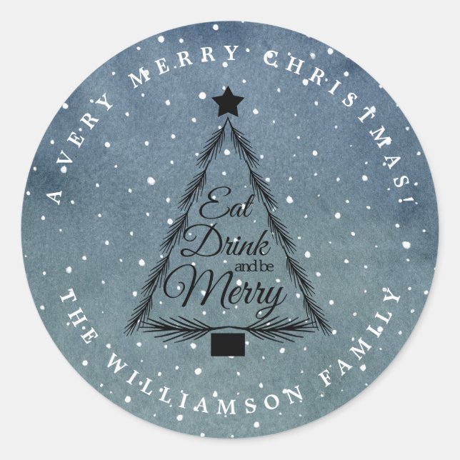 Sello para sobres azul de nieve en invierno de árb (Anverso)