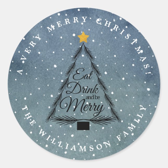 Sello para sobres azul de nieve en invierno de árb (Anverso)