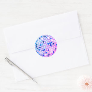 Sello para sobres azul rosa de la bola de disco re