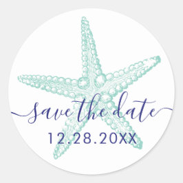 Sello para sobres Azul Verde azulado Starfish Beac