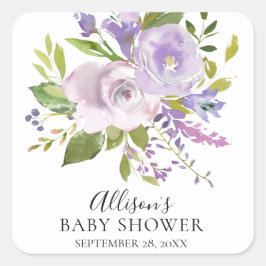Sello para sobres Baby Shower con flores Lavender