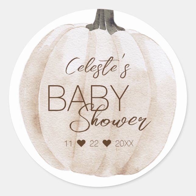 Sello para sobres Baby Shower de la calabaza blanc (Anverso)