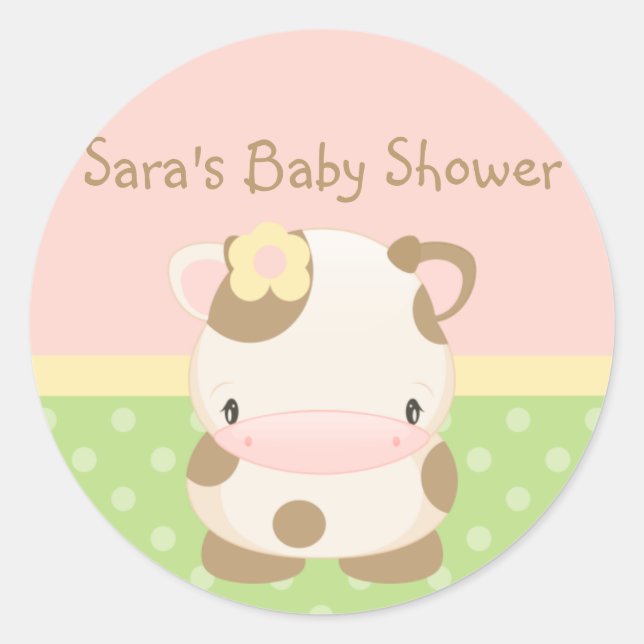 Sello para sobres Baby Shower de Moo-Cow de la gra (Anverso)