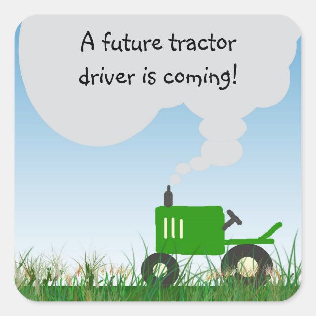 Sello para sobres Baby Shower Green Tractor (Anverso)