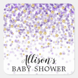 Sello para sobres Baby Shower Purple Gold Confetti