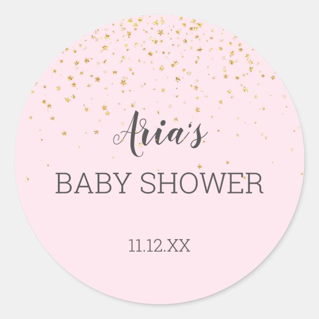 Sello para sobres Baby Shower rosado de Confetti d (Anverso)