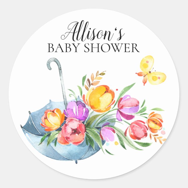 Sello para sobres Baby Shower Tulips en primavera (Anverso)