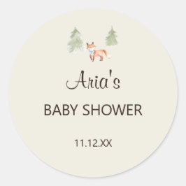 Sello para sobres Baby Shower Woodland Fox Boy