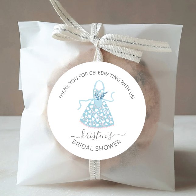 Sello para sobres Blue Floral Apron Bridal Shower (Subido por el creador)