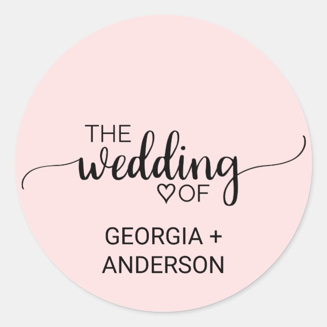 Sello para sobres Boda de caligrafía rosa de Rubor (Anverso)