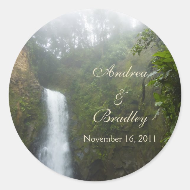 Sello para sobres Boda de cascada (Anverso)