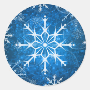 Sello para sobres Boda de copos de nieve azules y 