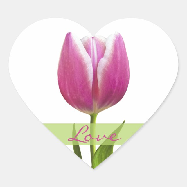 Sello para sobres Boda de corazón de tulipano rosa (Anverso)