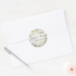 Sello para sobres Boda de flores de hidrangea blan