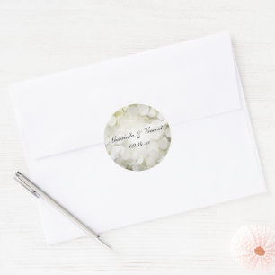 Sello para sobres Boda de flores de hidrangea blan