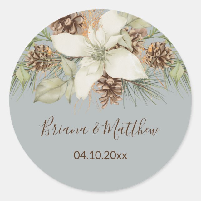 Sello para sobres Boda de guion gris de invierno e (Anverso)