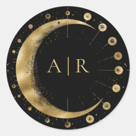 Sello para sobres Boda de luna de oro negro