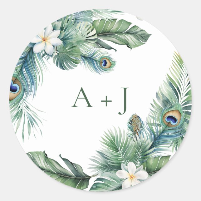 Sello para sobres Boda de pavos reales de la India (Anverso)