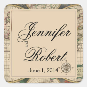Sello para sobres Boda del Mapa del Antiguo Mundo