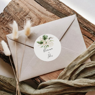 Sello para sobres Boda floral dorado de follaje tr