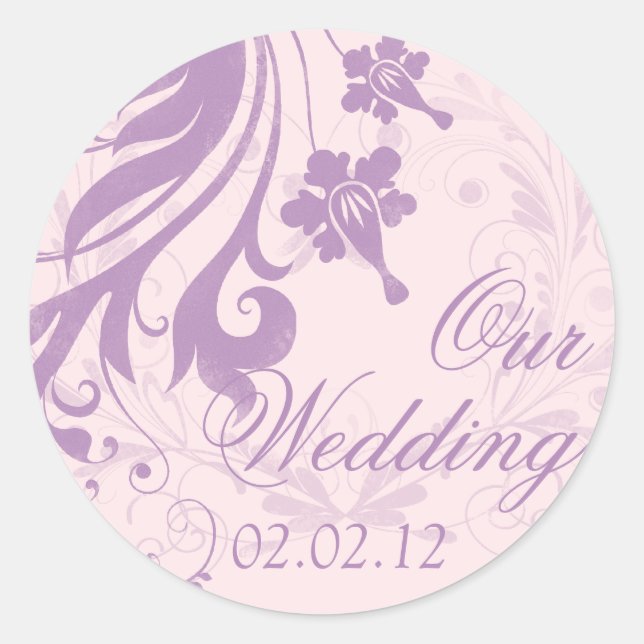 Sello para sobres Boda floral Lilac Purple Rubor (Anverso)