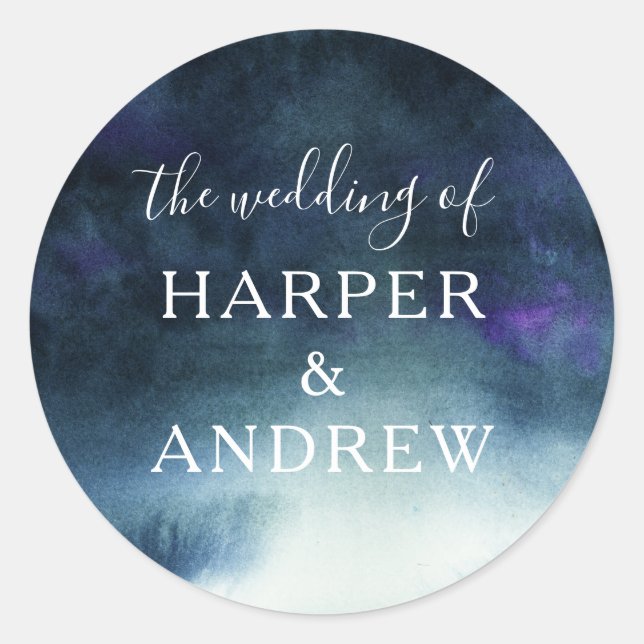 Sello para sobres Boda Navy Blue Ombre (Anverso)