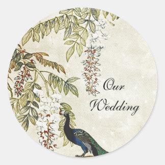 Sello para sobres Boda Peacock de aspecto antiguo