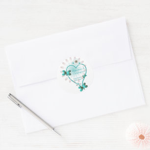 Sello para sobres boda/Pegatina Mariposa Corazón