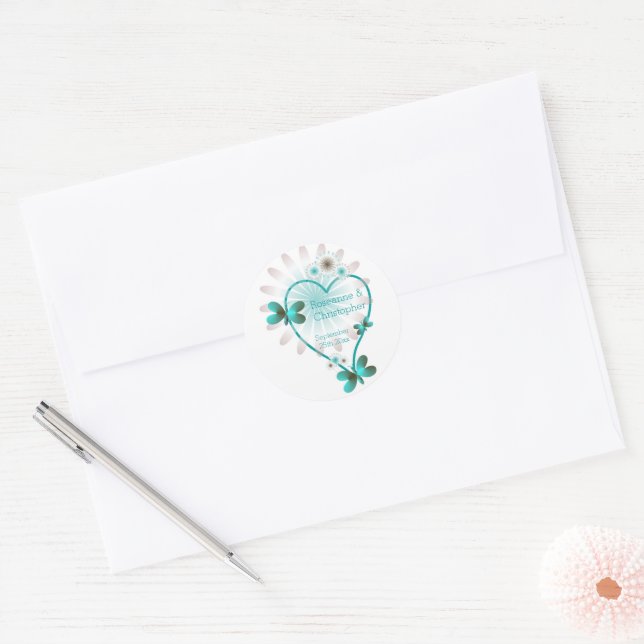 Sello para sobres boda/Pegatina Mariposa Corazón (Sobre)