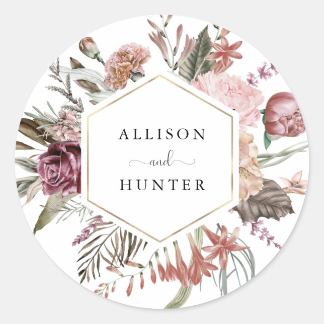 Sello para sobres boda | Rosa polvoriento (Anverso)