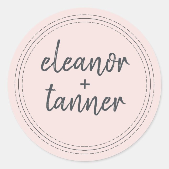 Sello para sobres Boda rosado Pastel con nombres m (Anverso)