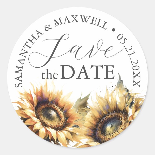 Sello para sobres Bodas Stickers Sunflowers (Anverso)