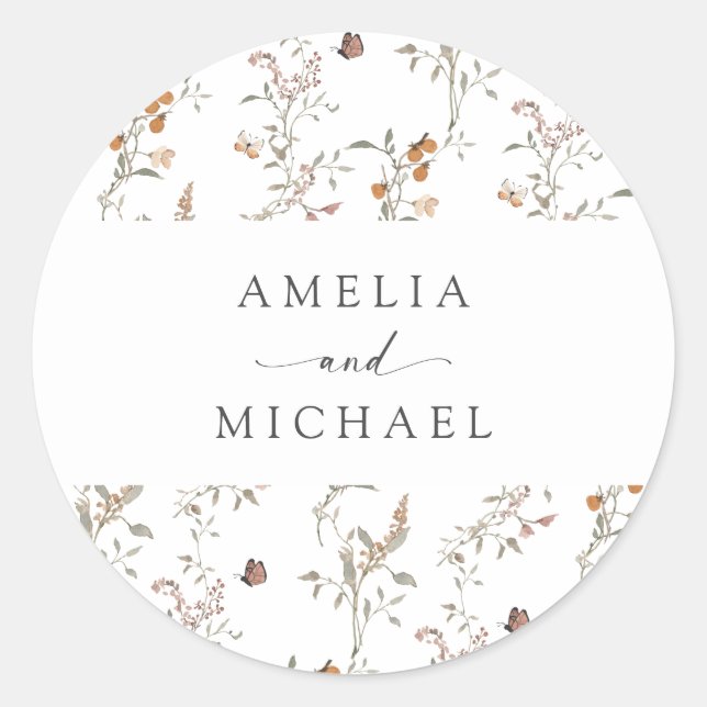 Sello para sobres Boho Wildflower (Anverso)