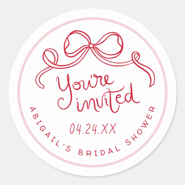 Sello para sobres Bridal Shower Whimsical Pink (Anverso)