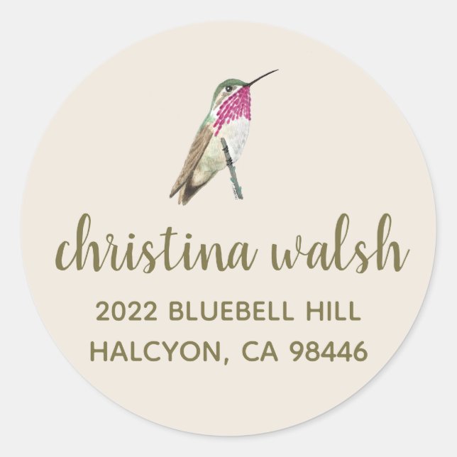 Sello para sobres Calliope Hummingbird (Anverso)