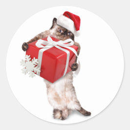 SELLO PARA SOBRES CHRISTMAS STICKER CAT W/ PAQUETE