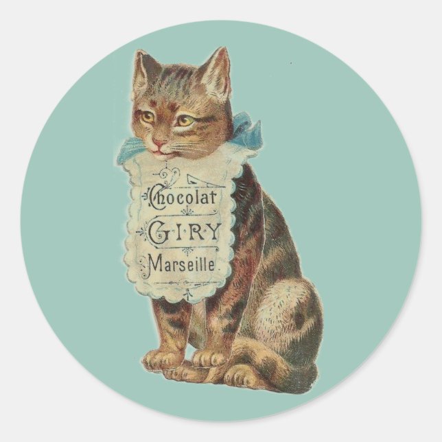 SELLO PARA SOBRES CON ILUSTRACION CAT DE VINTAGE (Anverso)