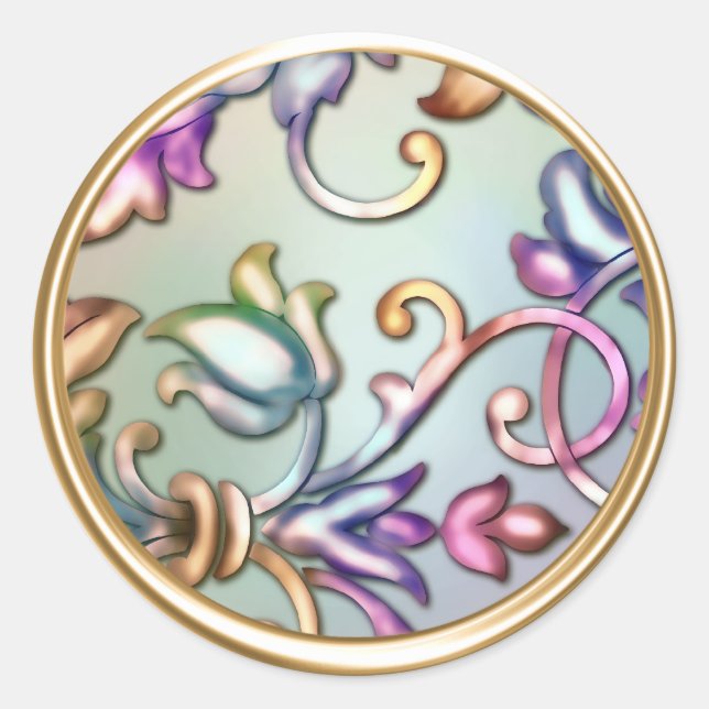 Sello para sobres Damasco de Oro y Arcoiris (Anverso)